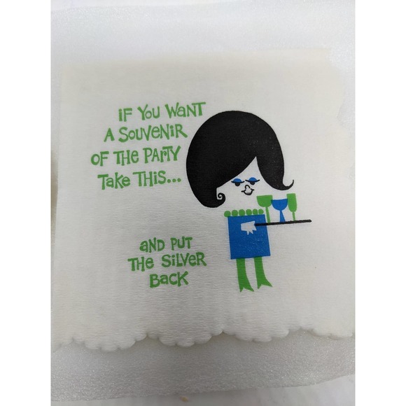12 Vintage napkin and coaster set 50 60 graphic Humor Put the Silver Back - Picture 3 of 6
